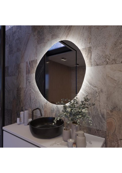 Organic Glow Asimetrik LED Ayna – Modern Doğal Form Dekoratif Ayna fırsatları