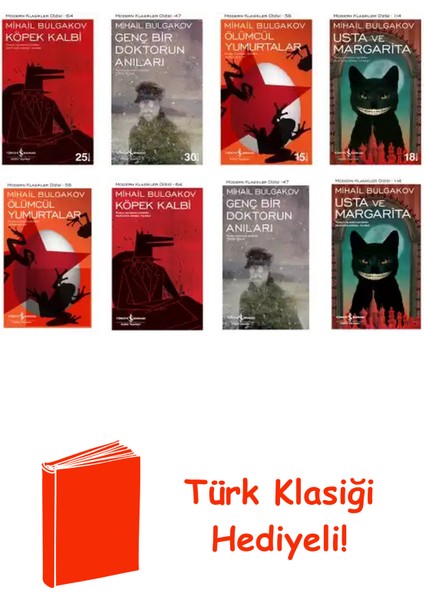 Mihail Bulgakov 8 Kitap Seti + Türk Klasiği Hediye