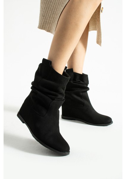 Kadın Körüklü Gizli Topuk Çizme (9cm) Siyah