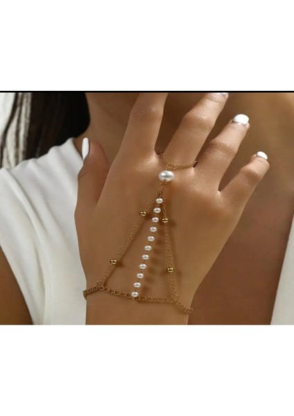 Zarif Inci Zincir Detaylı Kadın Parmak Şahmeran Bileklik