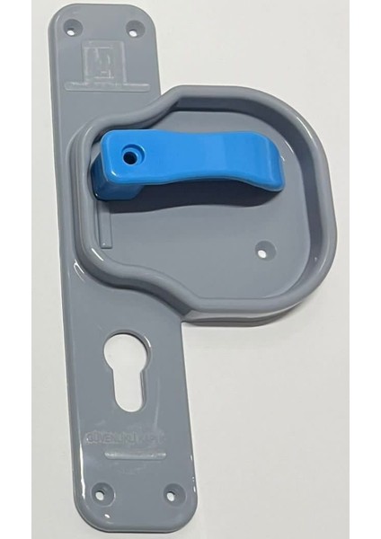 Bariyerli Güvenli ve Kırılmaz Kapı Kolu (Gri-Mavi)