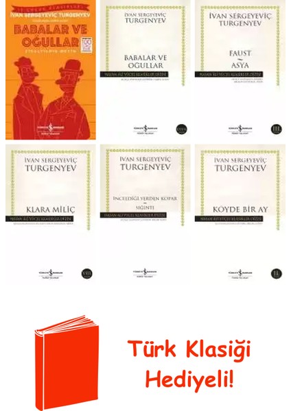 Ivan Sergeyeviç Turgenyev 6 Kitap Seti + Türk Klasiği Hediye