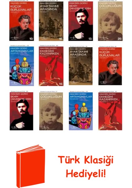 Maksim Gorki 12 Kitap Seti + Türk Klasiği Hediye