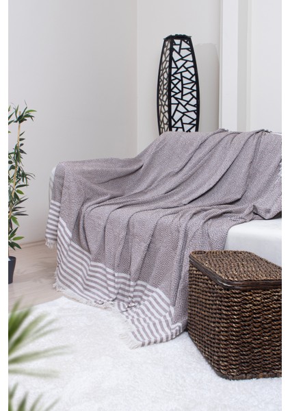 Pamuklu Püsküllü Elmas Desenli Koltuk Örtüsü 170X210 cm | Dekoratif Kanepe, Yatak ve Tv Örtüsü fiyatları