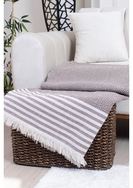 Pamuklu Püsküllü Elmas Desenli Koltuk Örtüsü 170X210 cm | Dekoratif Kanepe, Yatak ve Tv Örtüsü modelleri