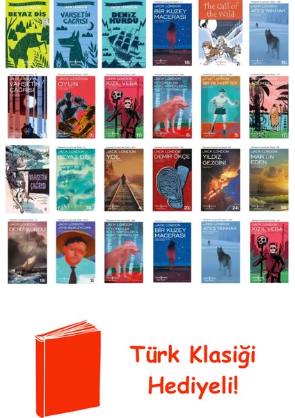 Jack London 24 Kitap Seti + Türk Klasiği Hediye