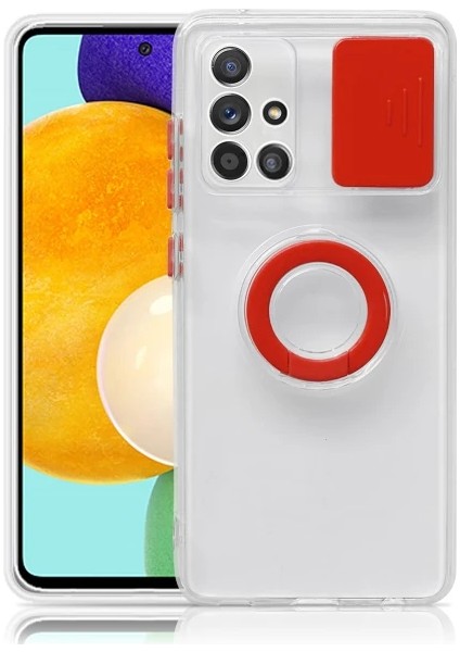 Ally Samsung Galaxy M51 Kılıf Sürgülü Kamera Lens Korumalı Yüzük Standlı Silikon KILIF-(1903) fırsatları