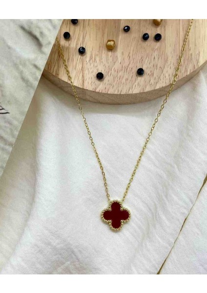 Gunestaki 316L Çelik Gold Bordo Küpe Kolye Seti fiyatları