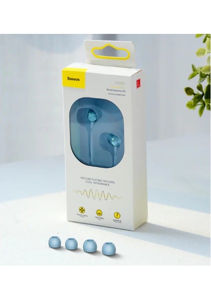 Baseus Encok H13 3.5mm Jack Mikrofonlu Kulak Içi Kulaklık Auriculares Fone De OUVIDO-(1903)