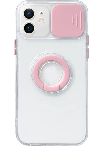 Ally iPhone 12 6.1inç Kılıf Sürgülü Kamera Lens Korumalı Yüzük Standlı Silikon KILIF-(1903) indirimleri