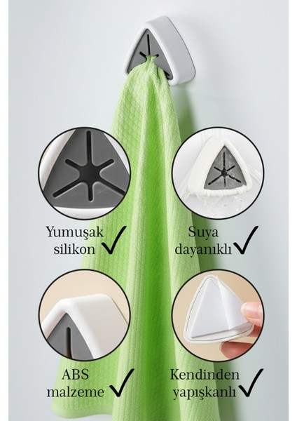 4'lü Yapışkanlı Havlu Askısı Bez Tutucu Mutfak Banyo Lavabo Organizeri