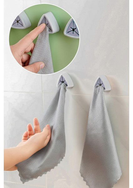 4'lü Yapışkanlı Havlu Askısı Bez Tutucu Mutfak Banyo Lavabo Organizeri