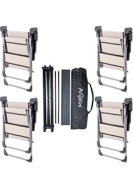 4 Adet Katlanır Kamp Sandalyesi ve Alüminyum Masa Seti - Rock Dark - Bozkır - Taşıma Çantalı fiyatları