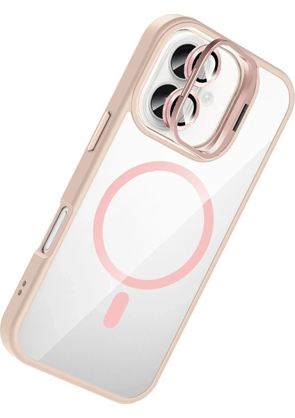CPT05 Apple iPhone 16 Remim Lensli Magsafe Standlı Kapak - Pembe fiyatları