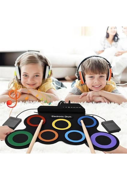 G3002R 7 Ped Gökkuşağı Renkli Elektronik Roll Up Davul Kiti