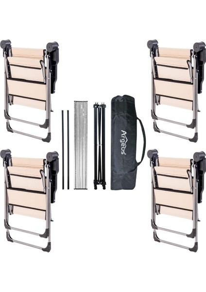 4 Adet Katlanır Kamp Sandalyesi ve Alüminyum Masa Seti - Rock Silver - Kapadokya - Taşıma Çantalı fiyatları