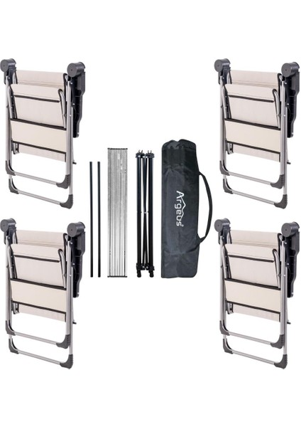 4 Adet Katlanır Kamp Sandalyesi ve Alüminyum Masa Seti - Rock Silver - Bozkır - Taşıma Çantalı fiyatları