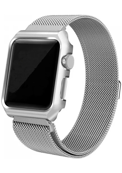 Ally Apple Watch 6-5-4 44MM Watch Ultra 49MM Metal Kayış Milano Loop+Metal KILIF-(1903)