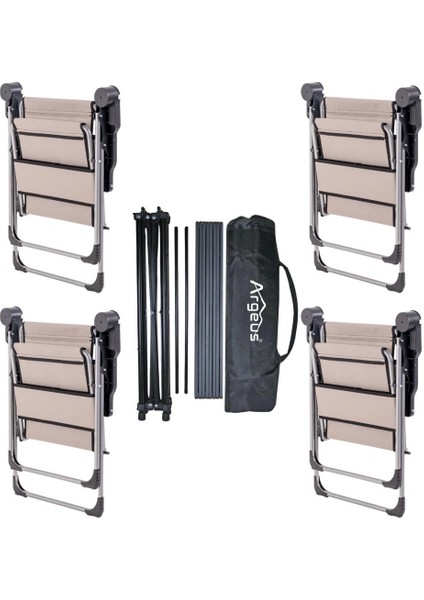 4 Adet Katlanır Kamp Sandalyesi ve Alüminyum Masa Seti - Rock Dark - Kestane - Taşıma Çantalı fiyatları