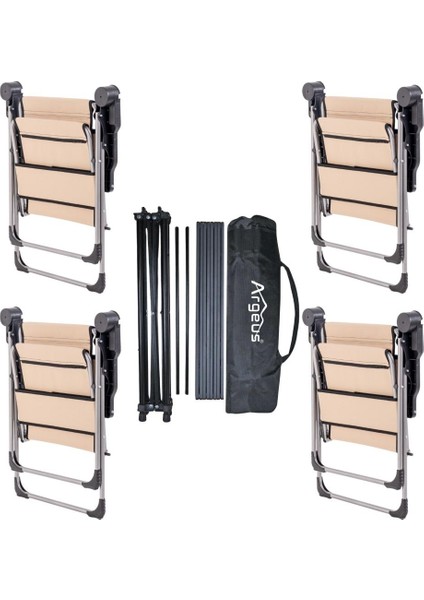 4 Adet Katlanır Kamp Sandalyesi ve Alüminyum Masa Seti - Rock Dark - Bej - Taşıma Çantalı fiyatları