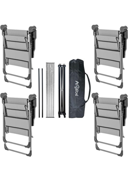 4 Adet Katlanır Kamp Sandalyesi ve Alüminyum Masa Seti - Rock Silver - Kül Gri - Taşıma Çantalı fiyatları