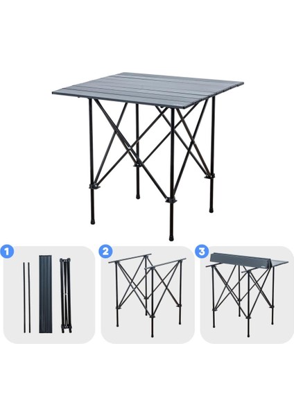 4 Adet Katlanır Kamp Sandalyesi ve Alüminyum Masa Seti - Rock Dark - Buğday - Taşıma Çantalı modelleri