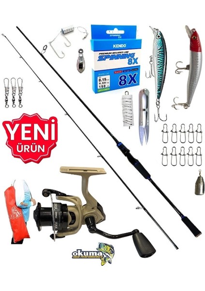 Okuma Outrax 3000 240CM 7-40GR Oslo Legend Karbon Rapala Maket Balık Spin Olta Takımı Seti