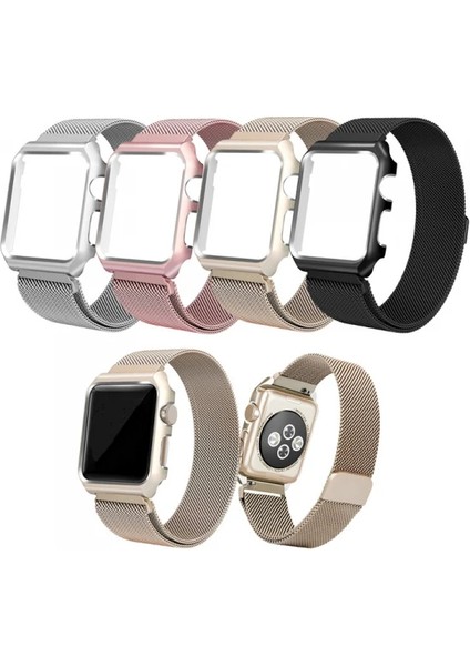 Ally Apple Watch 6-5-4 44MM Watch Ultra 49MM Metal Kayış Milano Loop+Metal KILIF-(1903)