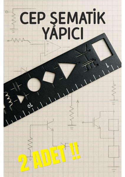Cep Şematik Yapıcı 2’li Set – Elektronik Devre Şablonu | Teknik Çizim Cetveli ve Semboller Aracı