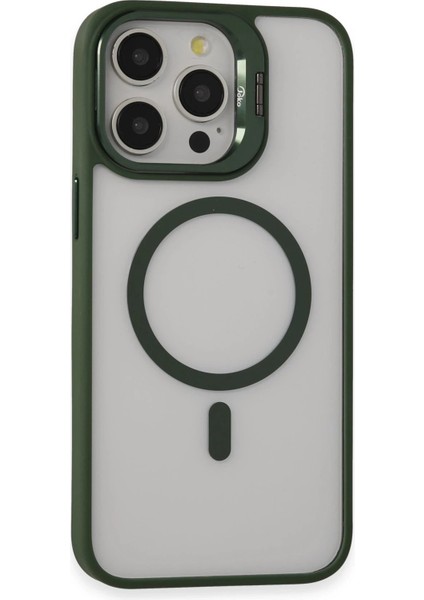 CPT05 iPhone 15 Pro Kılıf Roblox Lens Magsafe Standlı Kapak - Koyu Yeşil