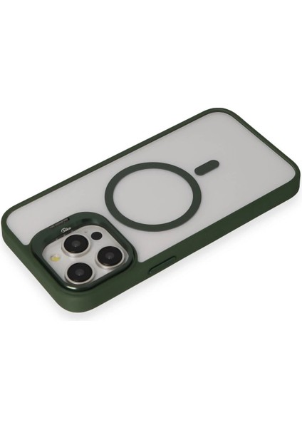 CPT05 iPhone 15 Pro Kılıf Roblox Lens Magsafe Standlı Kapak - Koyu Yeşil modelleri