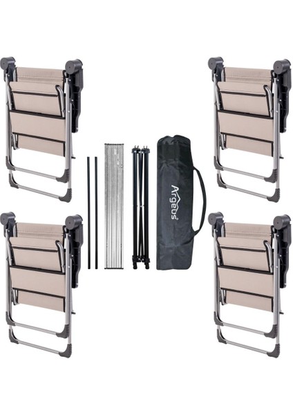 4 Adet Katlanır Kamp Sandalyesi ve Alüminyum Masa Seti - Rock Silver - Kestane - Taşıma Çantalı fiyatları