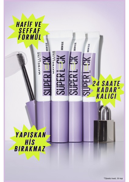 Super Lock Brow Glue Kaş Sabitleyici Maskara + Garnier Micellar Kusursuz Makyaj Temizleme Suyu 200 ml L + Makyaj Pamuğu Hediyeli fırsatları