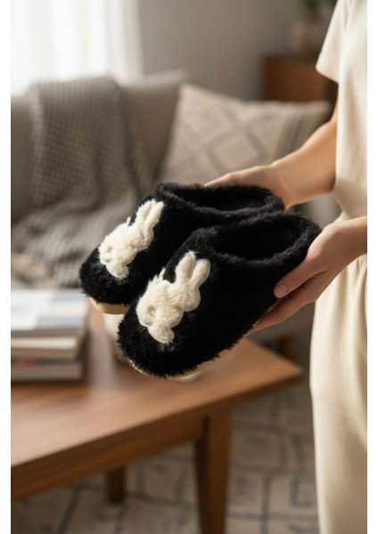 Kadın Günlük Terlik Peluş Içi Yünlü Kürklü Terlik Misafir Çeyiz Bohça Gelin Ev Terliği