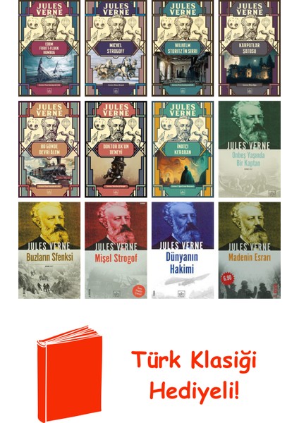 Jules Verne 12 Kitap Seti + Türk Klasiği Hediye