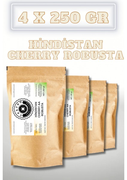 Hindistan Cherry Robusta Kahve 1000 GR.(4X250 Gr)