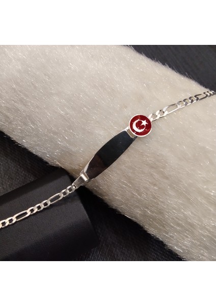 925 Ayar Gümüş Ay Yıldızlı Model Bebek/çocuk Bilekliği -Şık Tasarım- Isim Yazdırılabilir. 16CM -3mm