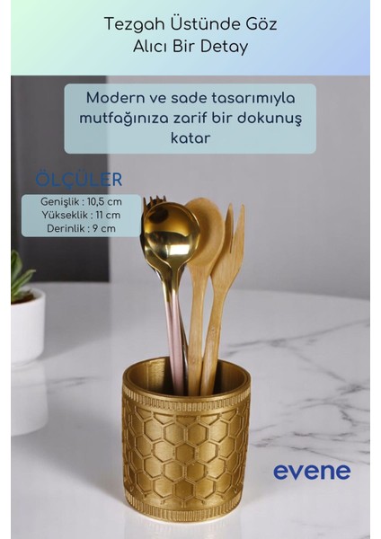 Tezgah Üstü Kaşıklık Dekoratif Dik Kaşıklık Silindir Kaşıklık Altın Renk Model 81 modelleri