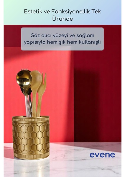 Tezgah Üstü Kaşıklık Dekoratif Dik Kaşıklık Silindir Kaşıklık Altın Renk Model 81 indirimleri