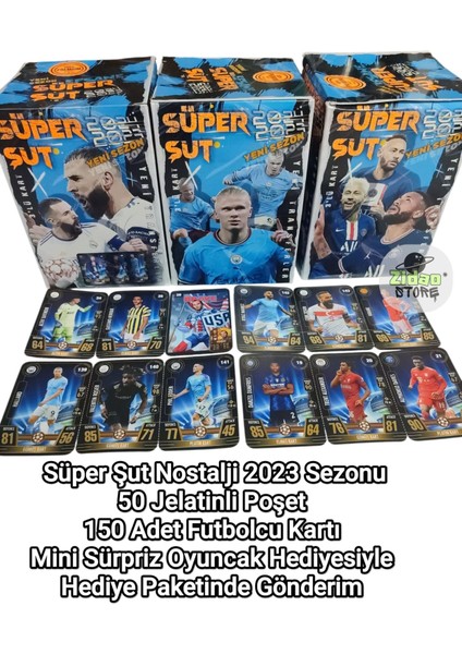 Süper Şut Nostalji 2023 Sezonu Futbolcu Kartları 50 Jelatinli Poşet 150 Adet Koleksiyon Seti fiyatları