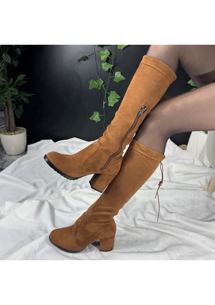 Süet Bej Uzun Çizme M4503