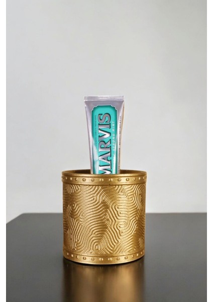 Diş Fırçalığı Diş Fırçalık Diş Fırçası Standı Diş Fırçası Tutucu Altın Eskitme Renk Model 82