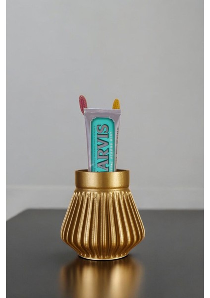 Diş Fırçalığı Diş Fırçalık Diş Fırçası Standı Diş Fırçası Tutucu Altın Renk Model 83