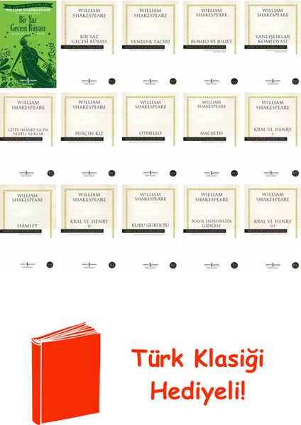 William Shakespeare 15 Kitap Seti + Türk Klasiği Hediye