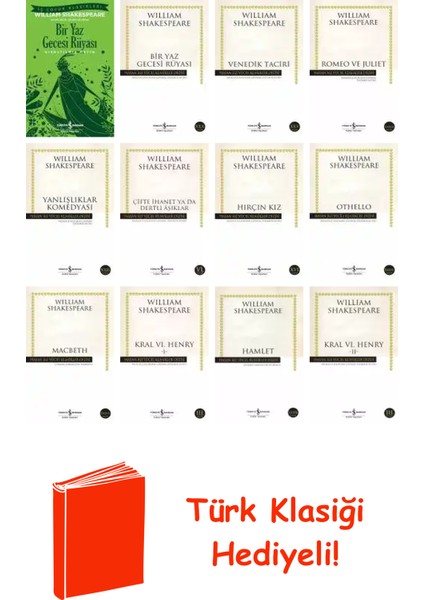 William Shakespeare 12 Kitap Seti + Türk Klasiği Hediye