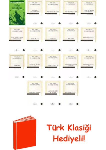 William Shakespeare 18 Kitap Seti + Türk Klasiği Hediye