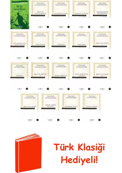 William Shakespeare 19 Kitap Seti + Türk Klasiği Hediye