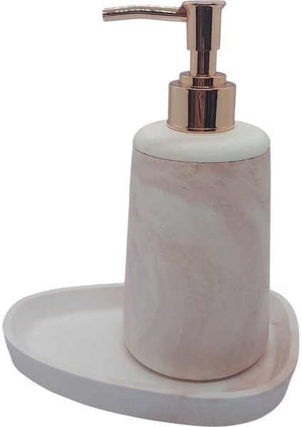 2 Li Taş Banyo Seti Beyaz - Kahverengi Mermer Desenli 2 Li Sabunluk Seti 18 cm fiyatları