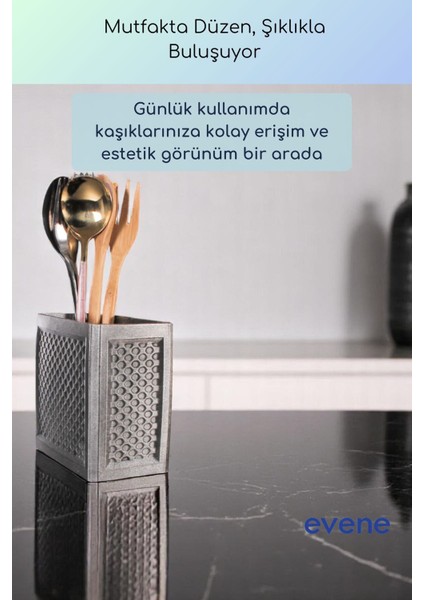 Tezgah Üstü Kaşıklık Dekoratif Dik Kaşıklık Silindir Kaşıklık Siyah Renk Model 92 fiyatları