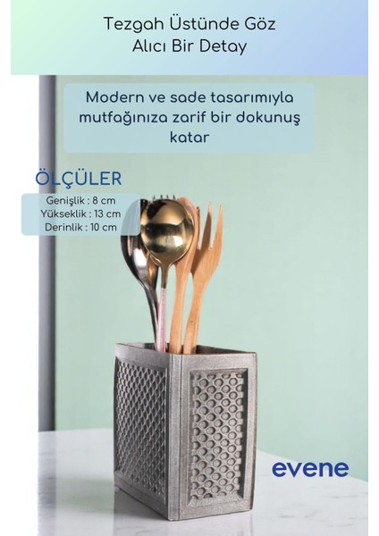 Tezgah Üstü Kaşıklık Dekoratif Dik Kaşıklık Silindir Kaşıklık Siyah Renk Model 92 modelleri